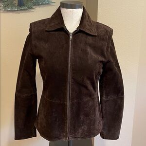 Charter Club Dark Chocolate Brown Suede Leather Jacket